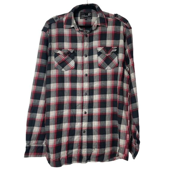 Elixir Black Gray Res Plaid Button Down/Up Long Sleeve Shirt 100% cotton XXL - Picture 9 of 9